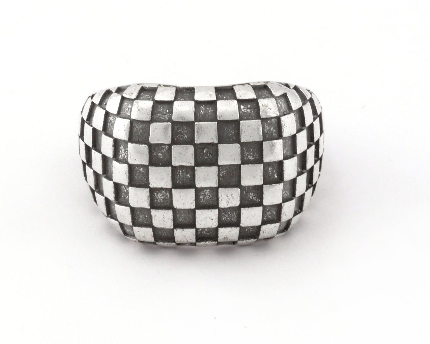 Checker Chess Squares Signet Adjustable Ring Raw Brass - Antique silver - Shiny silver - Shiny gold Plated (10US - 12US inner size) 4742