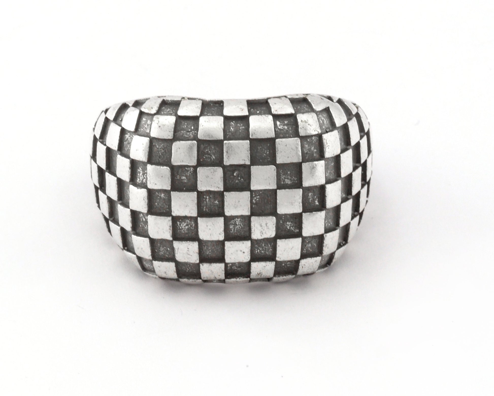 Checker Chess Squares Signet Adjustable Ring Raw Brass - Antique silver - Shiny silver - Shiny gold Plated (10US - 12US inner size) 4742