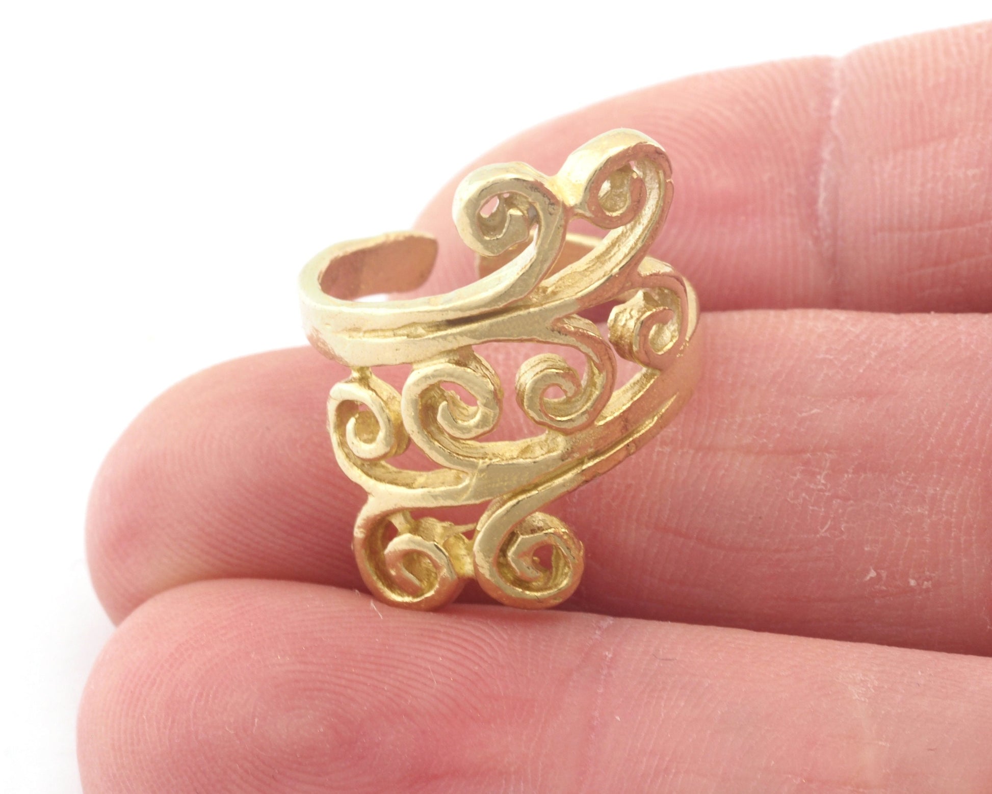 Branch Ring Adjustable Raw brass (17.5mm 7US inner size) OZ3338