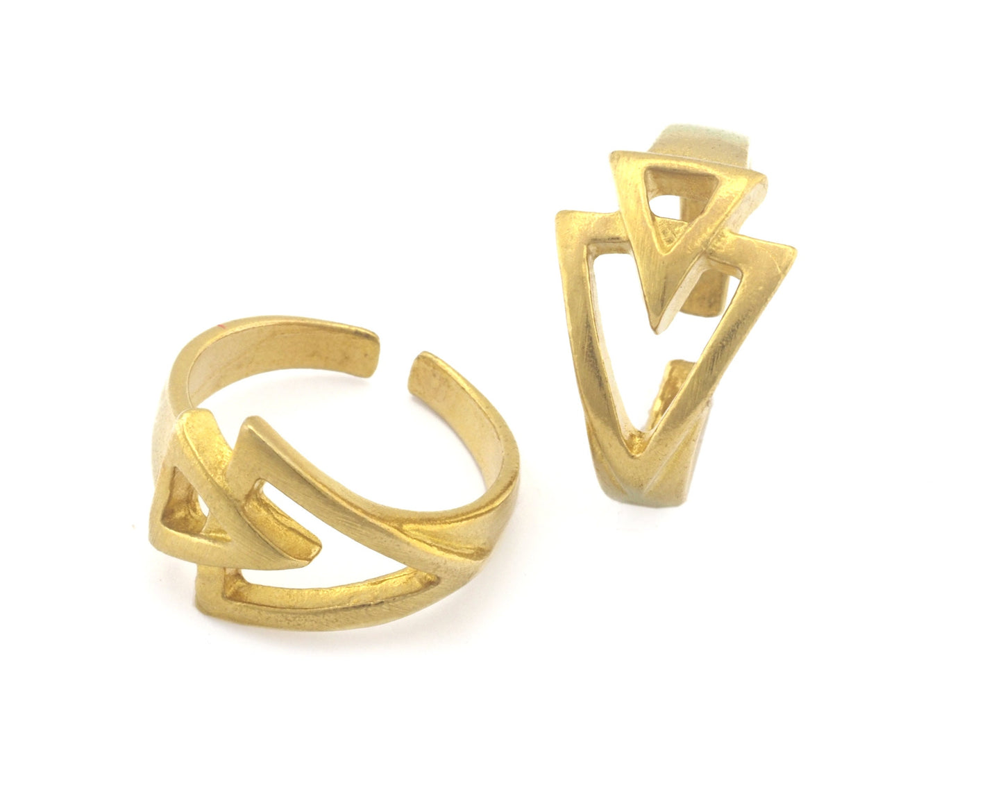 Triangle Frame Band Adjustable Ring Raw Brass (6US - 8US inner size) 4714