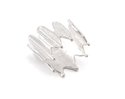 Feather Ring Adjustable Ring Silver Plated brass (18.5mm 8.5US inner size) OZ3213 ring21