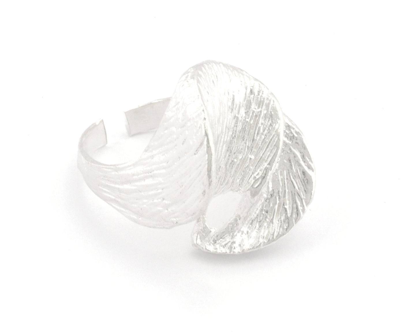 Wavy Leaf flower Ring Raw brass, Antique Silver, Shiny silver, Shiny gold plated (17.5mm 7US inner size) 4393