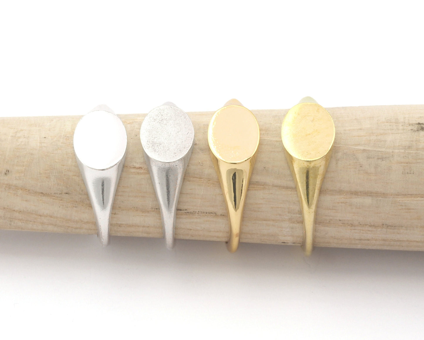 Oval Minimalist Ring Adjustable ring brass with 10x7.5mm Blank base setting Raw Brass - Antique silver - Shiny silver - Shiny gold 2894