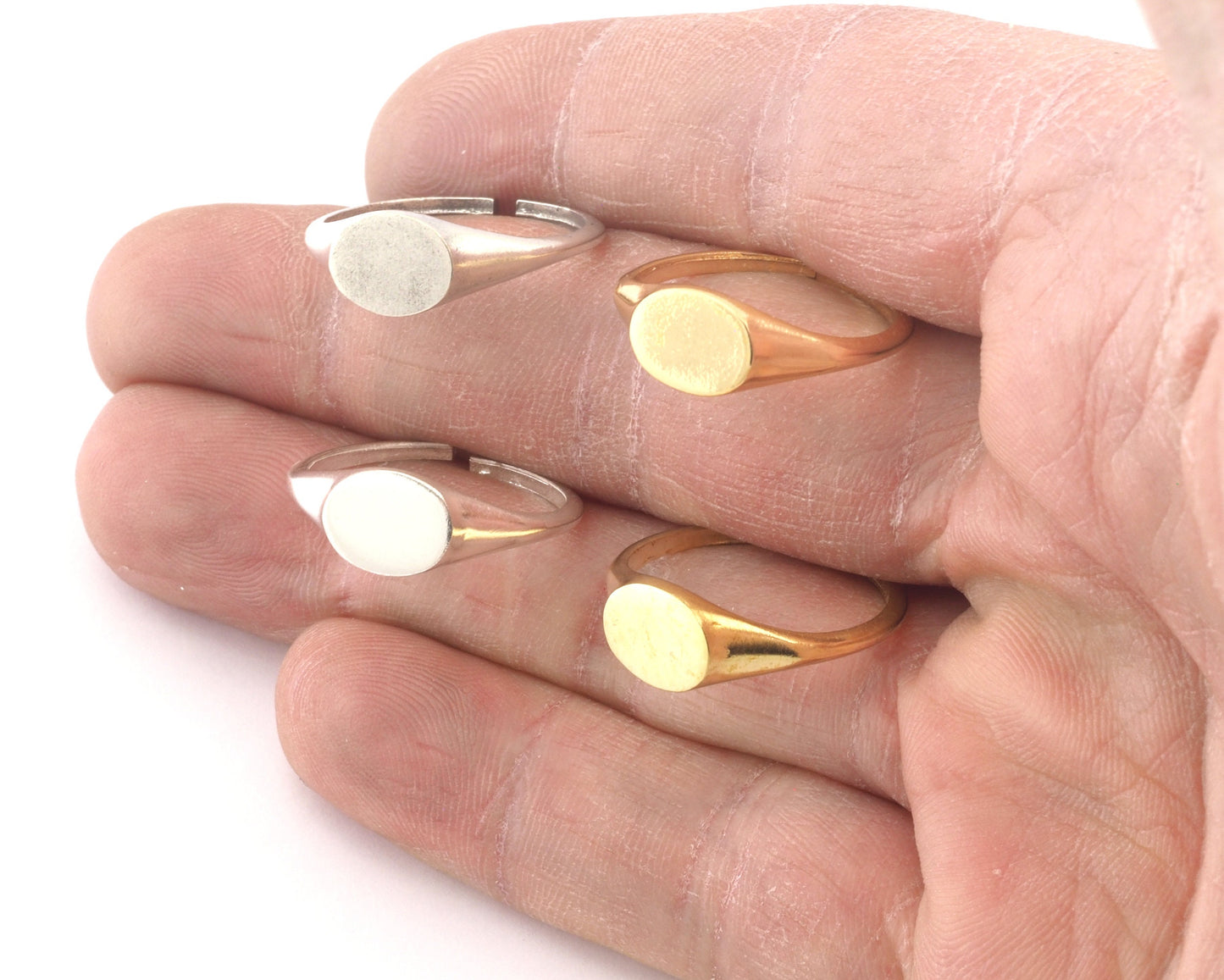 Oval Minimalist Ring Adjustable ring brass with 10x7.5mm Blank base setting Raw Brass - Antique silver - Shiny silver - Shiny gold 2894