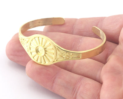 Ethnic Sun Bracelet Base Setting Blank Bezel Raw brass (6mm Blank ) 4748