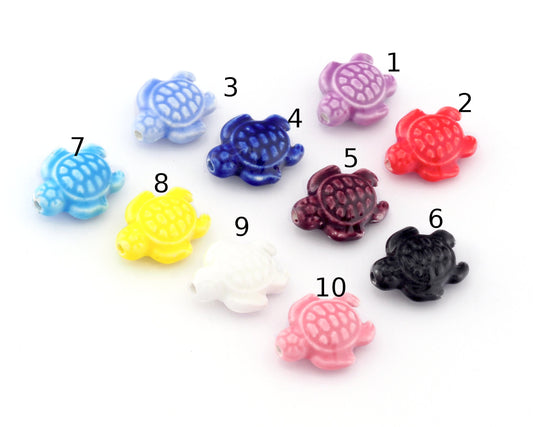 Porcelain Ceramic Colorful Sea Turtle Charms Beads 18x15mm (hole 2mm) bab2 4987