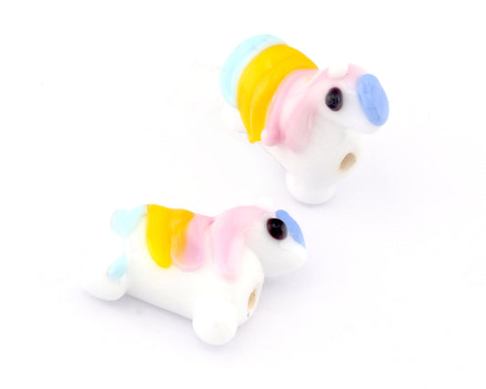 Pony Rainbow Murano Charms Pendant Add on charm Beads Bracelet Necklace Part Jewelery making parts (20x16mm) 4740