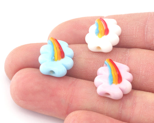 Clouds Rainbow Murano Charms Pendant Add on charm Beads Bracelet Necklace Part Jewelry making parts (17mm) 5063