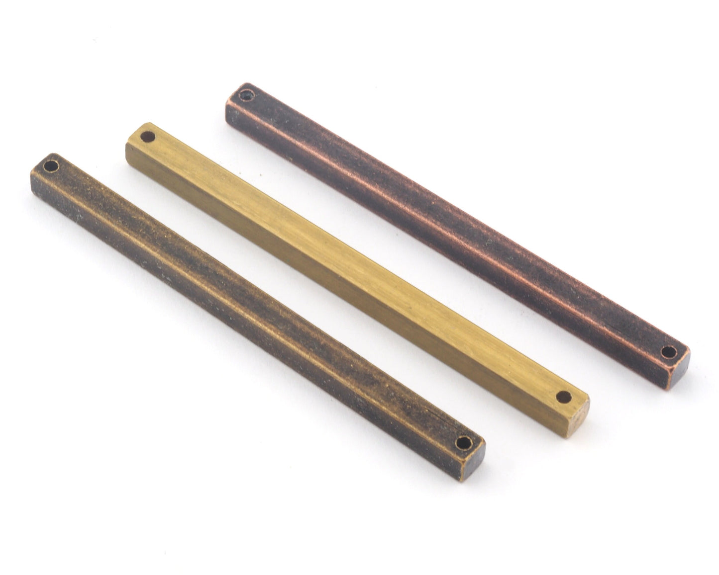 Raw brass bar connector 5x75mm 3/16"x3" square stamping square rod industrial (2mm 5/64" 12 gauge hole ) sbl575- C5/C10