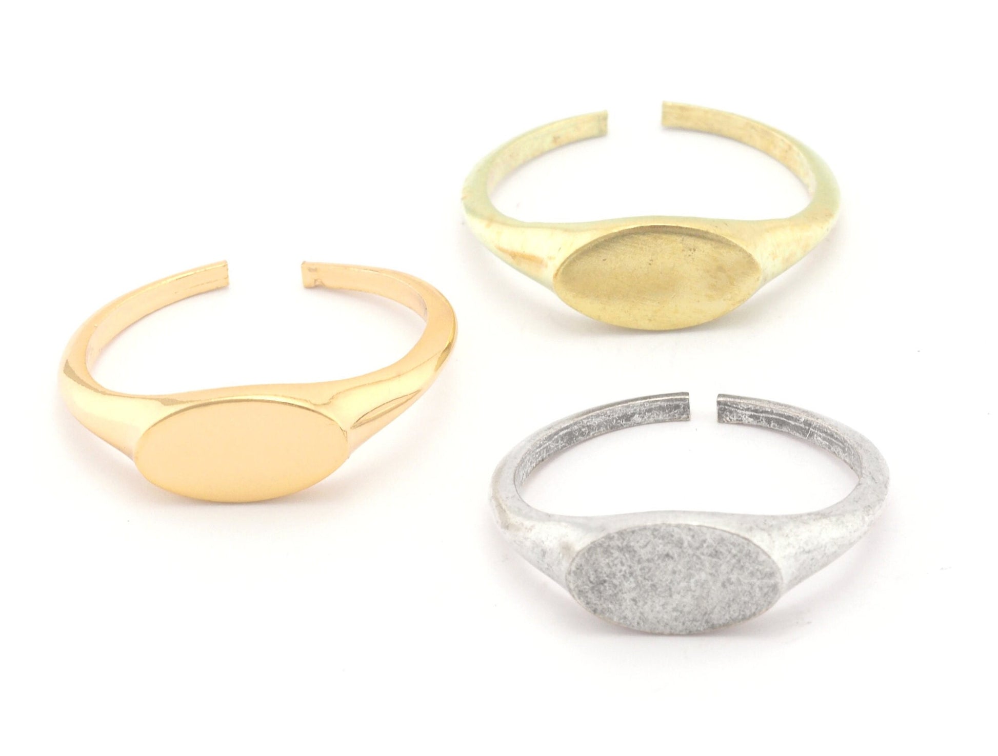 Minimalist Ring Adjustable ring base blank settings tag ring raw brass, antique silver, shiny gold plated with 11.8x6.8mm setting 7.5US 2895