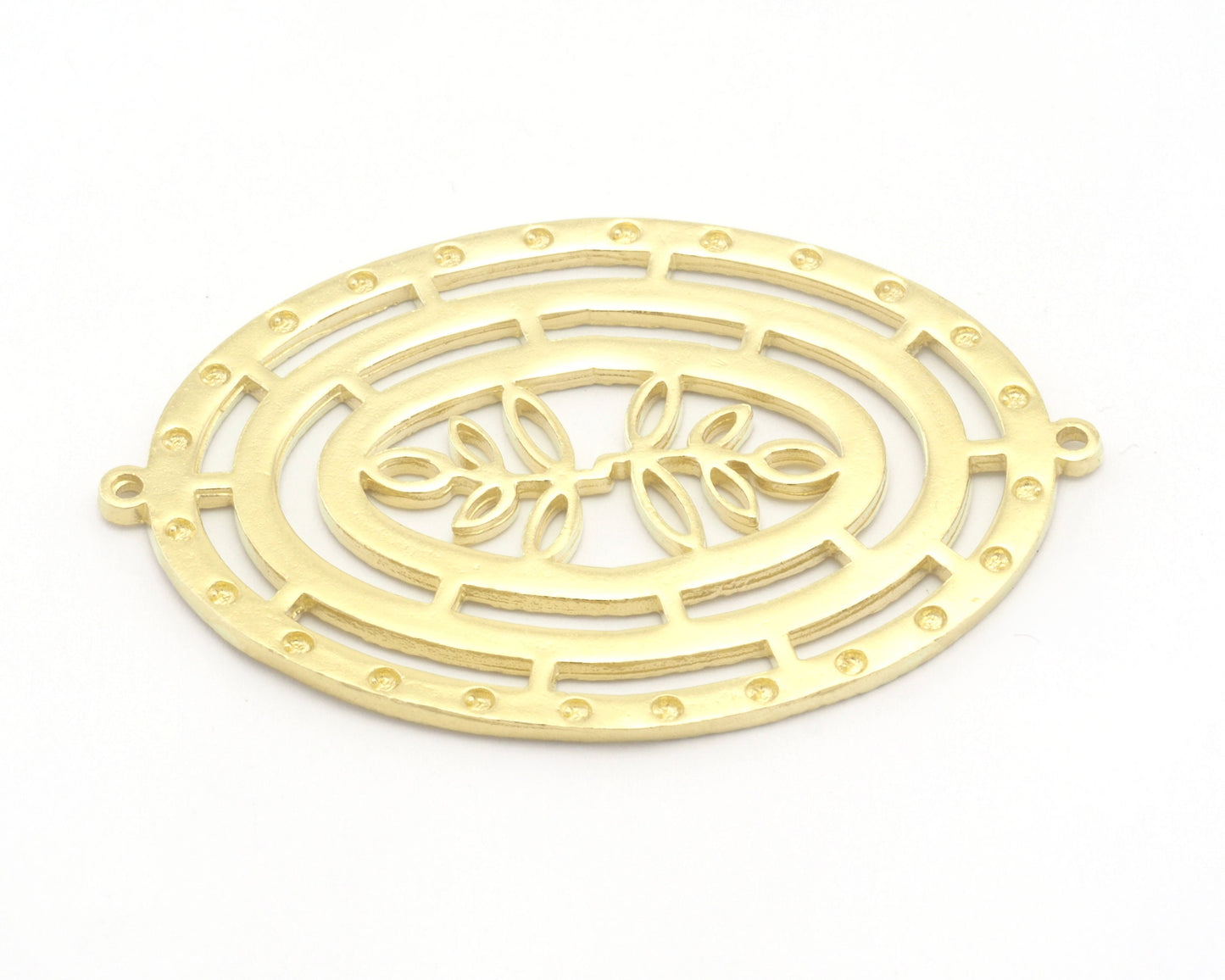 Flower Branch Oval Connector Charms Pendant Brass 53x35mm 1.5mm thickness Raw Brass - Shiny Gold - Shiny silver - Antique Silver OZ4730-900