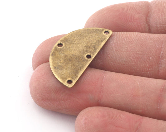 Semi Circle Antique Bronze Plated Brass Blanks Connector Half Moon Shape 4 hole 30x15x0.8mm pendant (1.6mm 14 gauge hole) SCS 1985-230