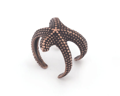 Starfish Adjustable Ring Antique Copper Plated brass (18mm 8US inner size) OZ3065