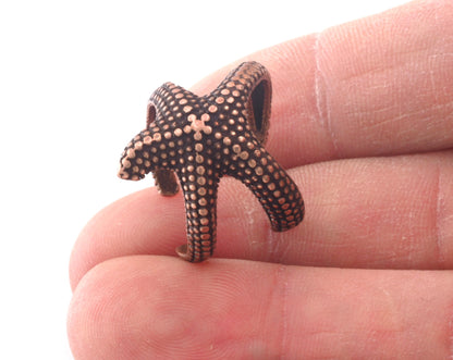Starfish Adjustable Ring Antique Copper Plated brass (18mm 8US inner size) OZ3065