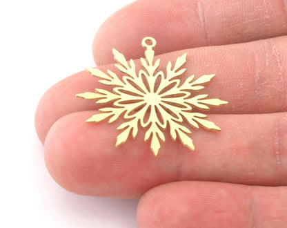 Snow Flake Charms Pendant Raw Brass 33x30mm 0.6 mm 1 hole chams 4763