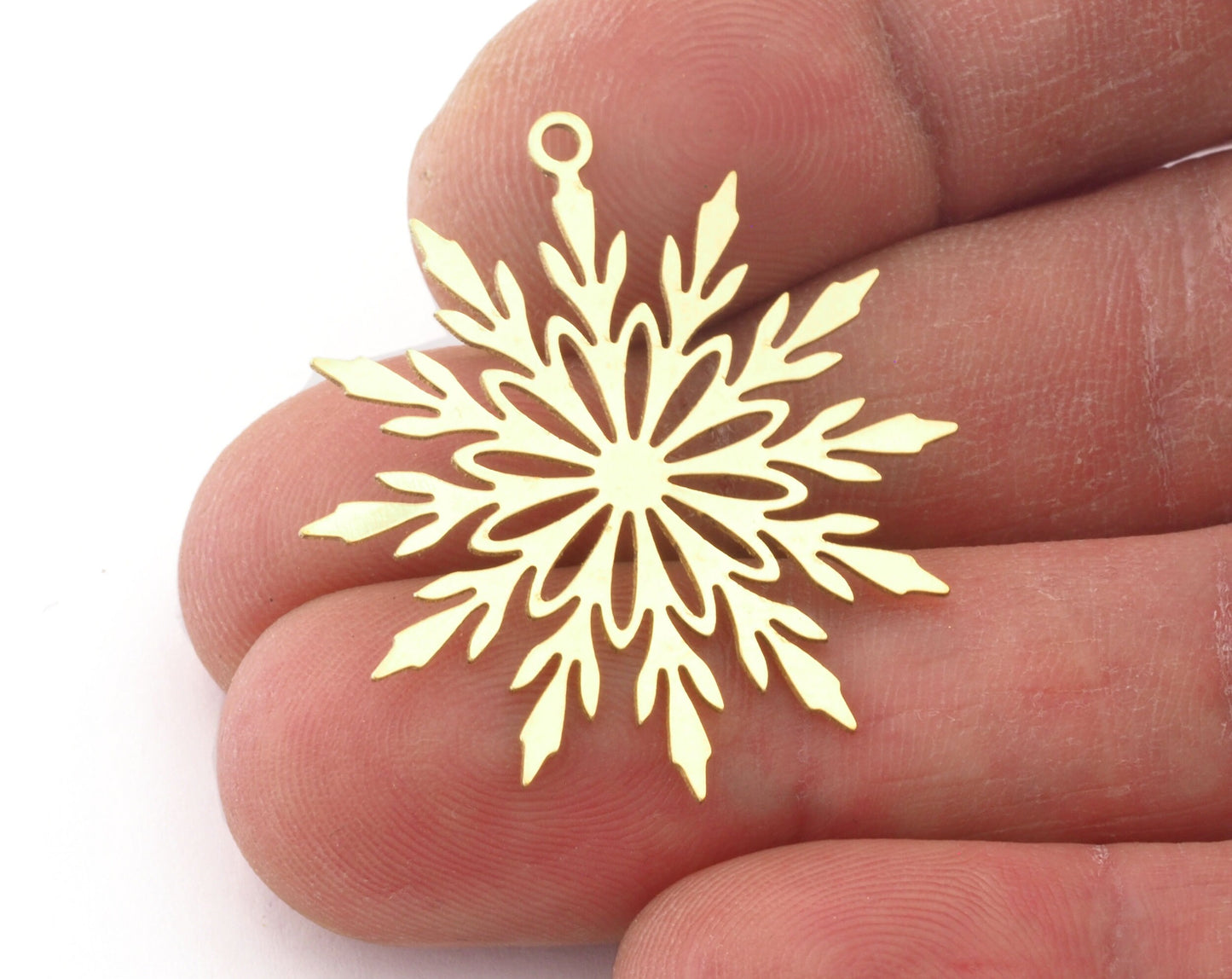 Snow Flake Charms Pendant Raw Brass 33x30mm 0.6 mm 1 hole chams 4763