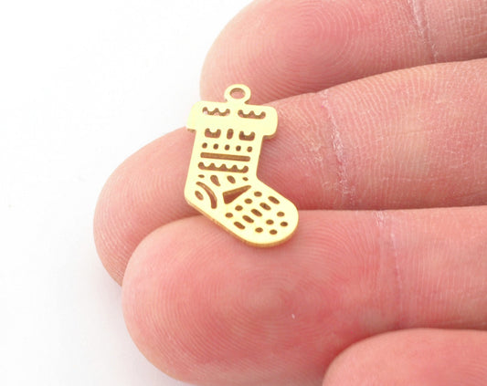 Socks Charms Pendant Raw Brass 22mm 0.6 mm 1 hole chams 4763