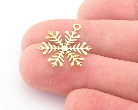 Snow Flake Charms Pendant Raw Brass 23x17mm 0.6 mm 1 hole chams 4728