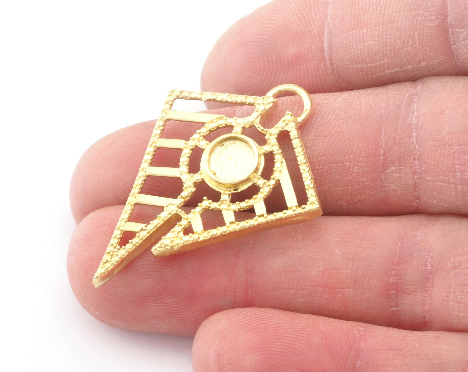 Kite Symbol Setting Blank Pendant Raw, Shiny, Antique Silver , Gold Plated Brass 39mm 1.5mm thickness Charms OZ4773