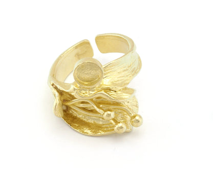 Adjustable Ring Bezel Setting Raw Brass, Antique silver, shiny silver, shiny gold 5 mm Round Setting (7US - 9USinner size ) 4786