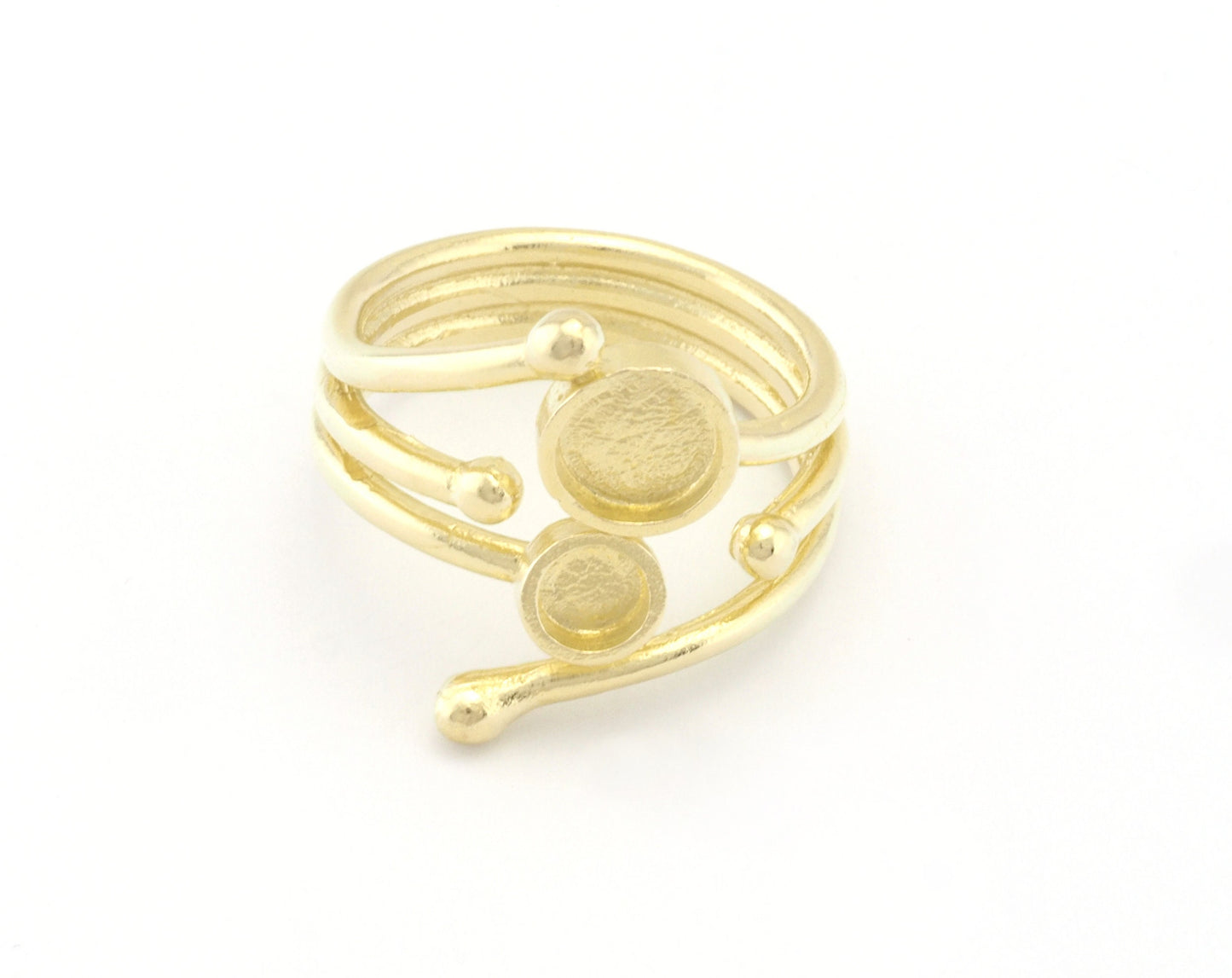 Adjustable Ring Bezel Setting 4mm and 6 mm Round Setting Raw Brass , Antique silver, Shiny silver, Shiny gold plated (7US - 9US size ) 4787