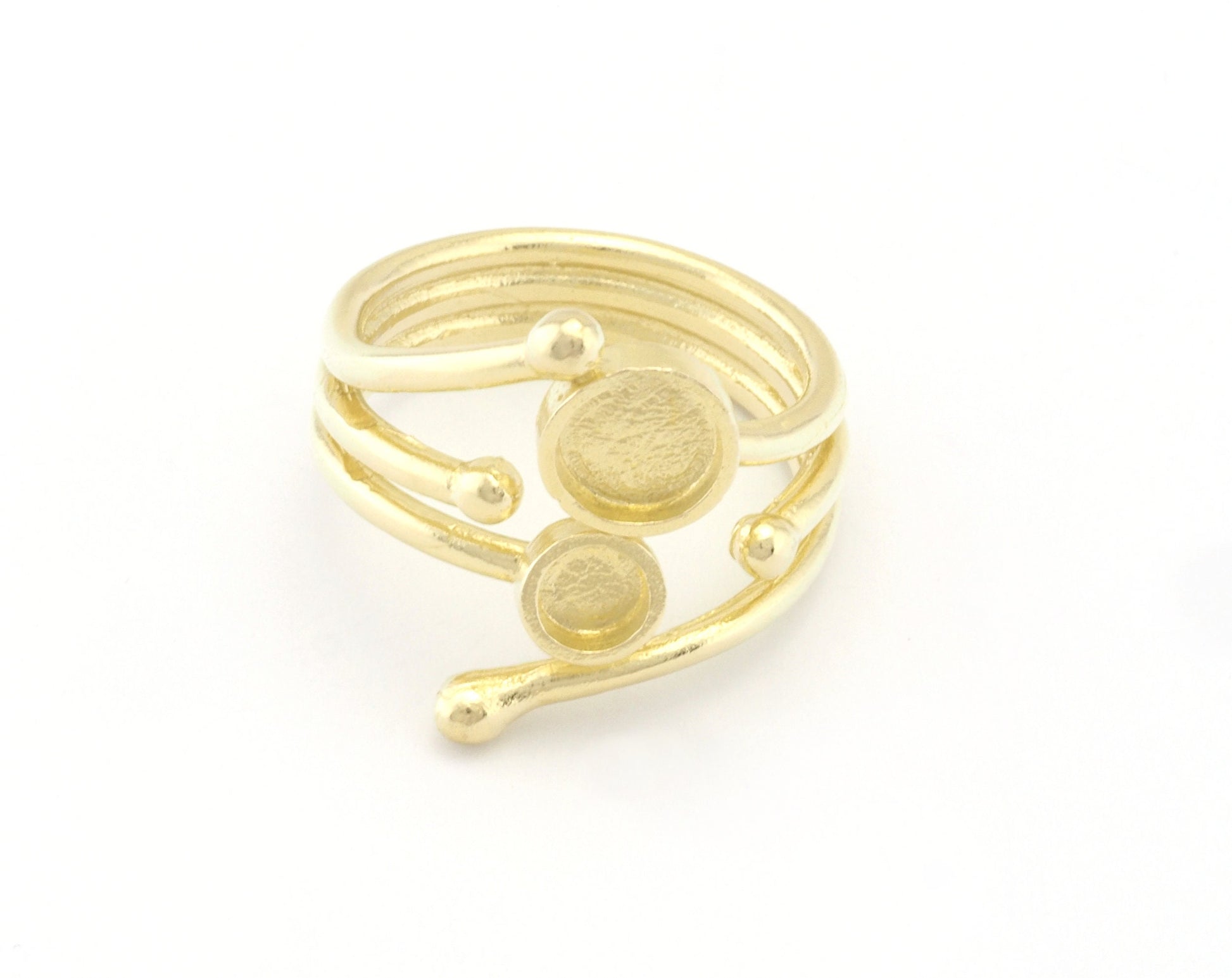 Adjustable Ring Bezel Setting 4mm and 6 mm Round Setting Raw Brass , Antique silver, Shiny silver, Shiny gold plated (7US - 9US size ) 4787