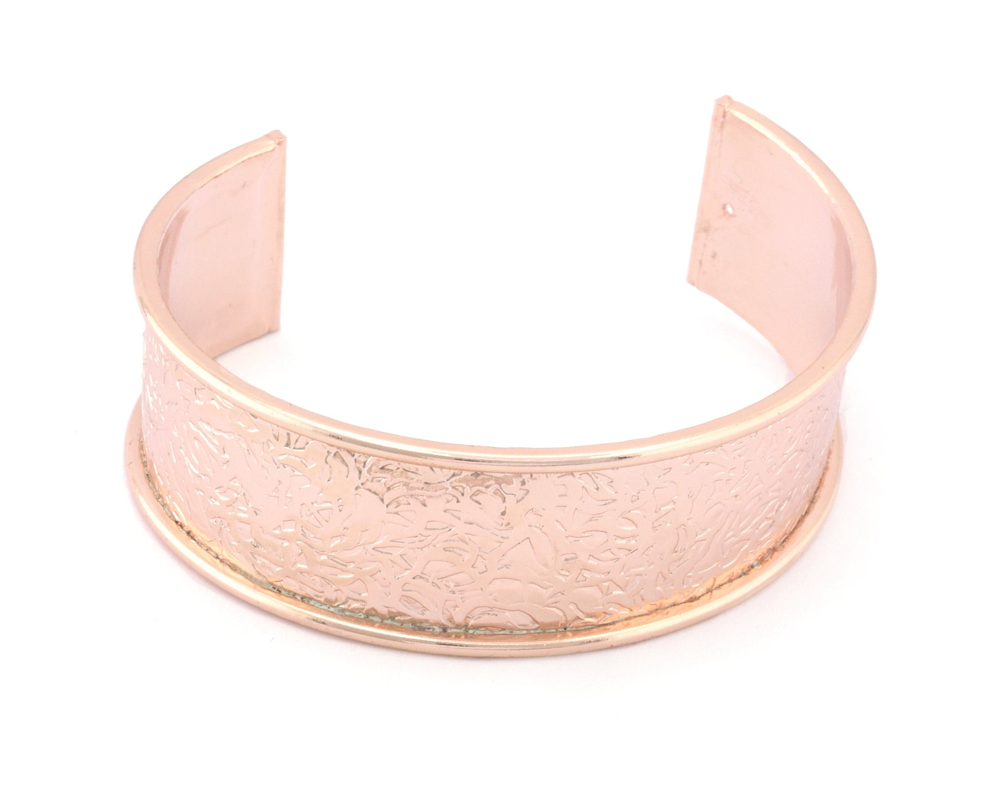 Branch Bangle Bracelet Rose gold plated brass textured adjustable 20x60mm supplies findings Raf2 - BRC