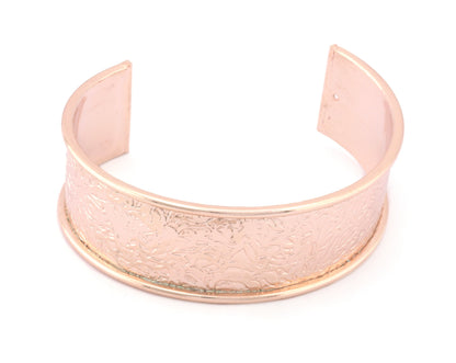 Branch Bangle Bracelet Rose gold plated brass textured adjustable 20x60mm supplies findings Raf2 - BRC