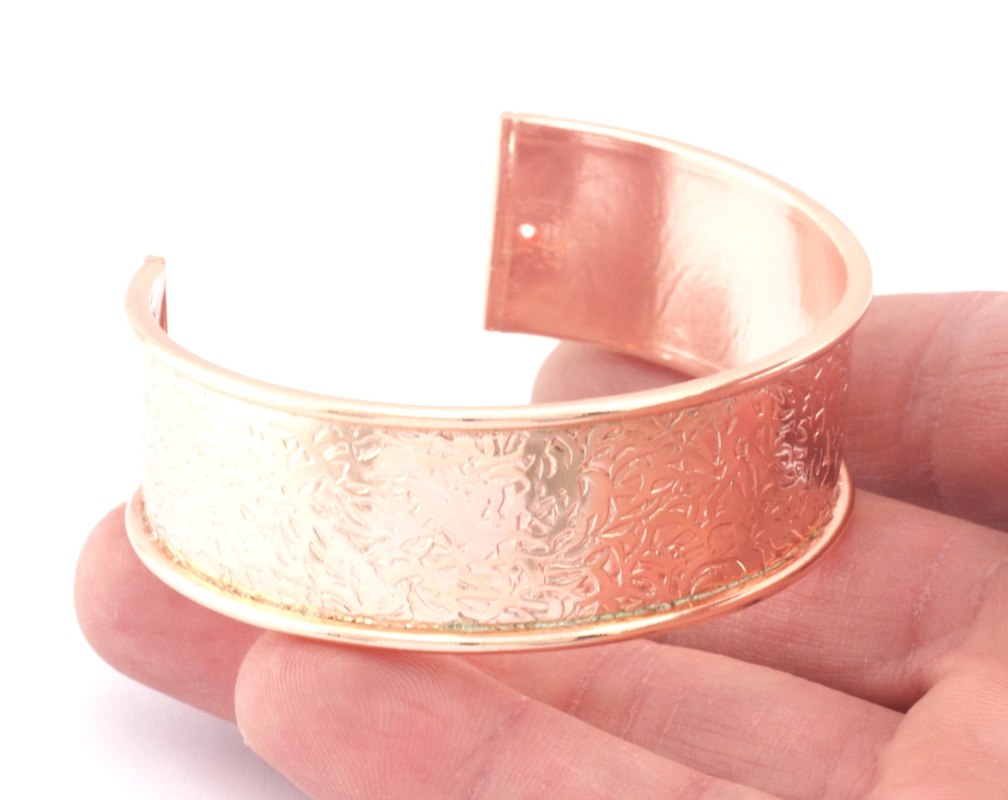 Branch Bangle Bracelet Rose gold plated brass textured adjustable 20x60mm supplies findings Raf2 - BRC