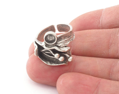 Adjustable Ring Bezel Setting Raw Brass, Antique silver, shiny silver, shiny gold 5 mm Round Setting (7US - 9USinner size ) 4786