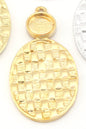 Oval Setting Blank Pendant Woven Textured Raw, Shiny, Antique Silver , Gold Plated Brass 42mm 1.5mm thickness 4777