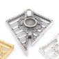 Kite Symbol Setting Blank Pendant Raw, Shiny, Antique Silver , Gold Plated Brass 39mm 1.5mm thickness Charms OZ4773