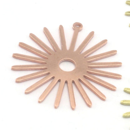 Sun Flat Charms 31.5x30mm Raw Copper - Raw Brass - Brushed findings R405-220