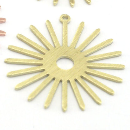 Sun Flat Charms 31.5x30mm Raw Copper - Raw Brass - Brushed findings R405-220