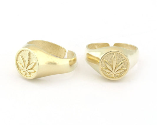 Leaf Ring Adjustable Raw Brass (7US-9US inner size) 4805