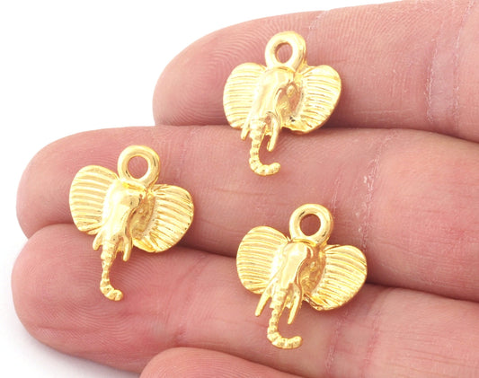 Elephant Charms Pendant Shiny Gold Plated Charms 20x16mm OZ4744