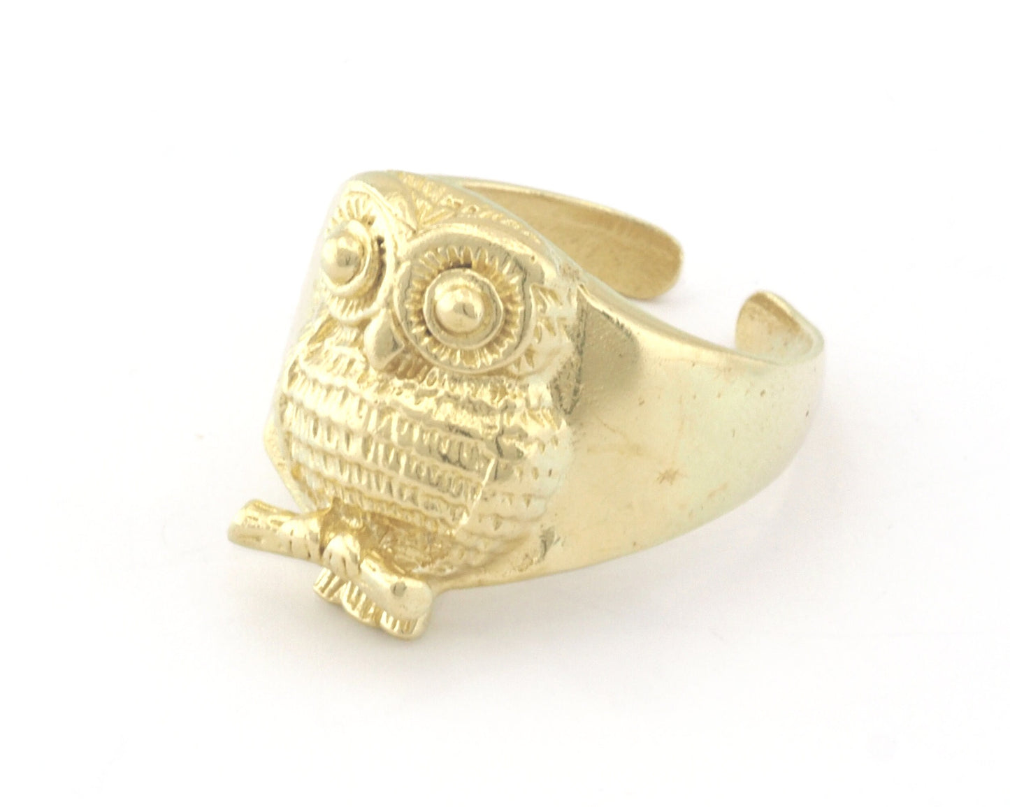 Owl Bird Animal Adjustable Ring Raw Brass - Antique silver - Shiny silver - Shiny gold Plated (10US - 13US inner size) 4736