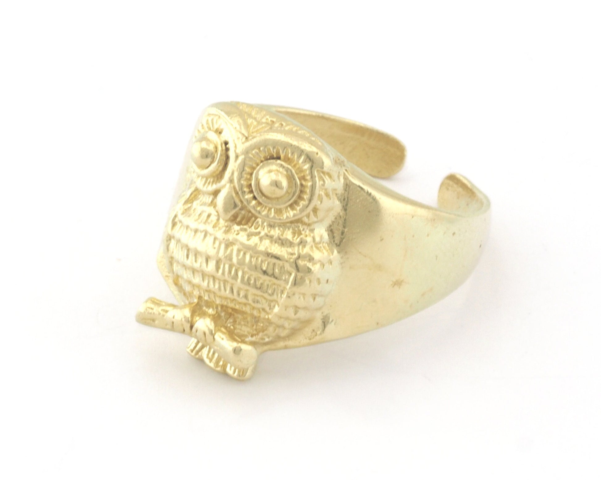 Owl Bird Animal Adjustable Ring Raw Brass - Antique silver - Shiny silver - Shiny gold Plated (10US - 13US inner size) 4736