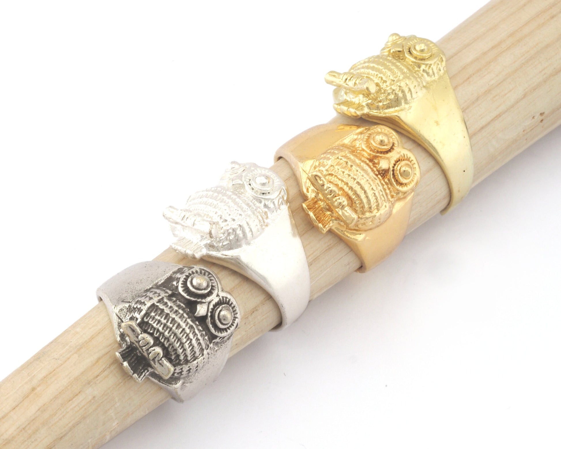 Owl Bird Animal Adjustable Ring Raw Brass - Antique silver - Shiny silver - Shiny gold Plated (10US - 13US inner size) 4736