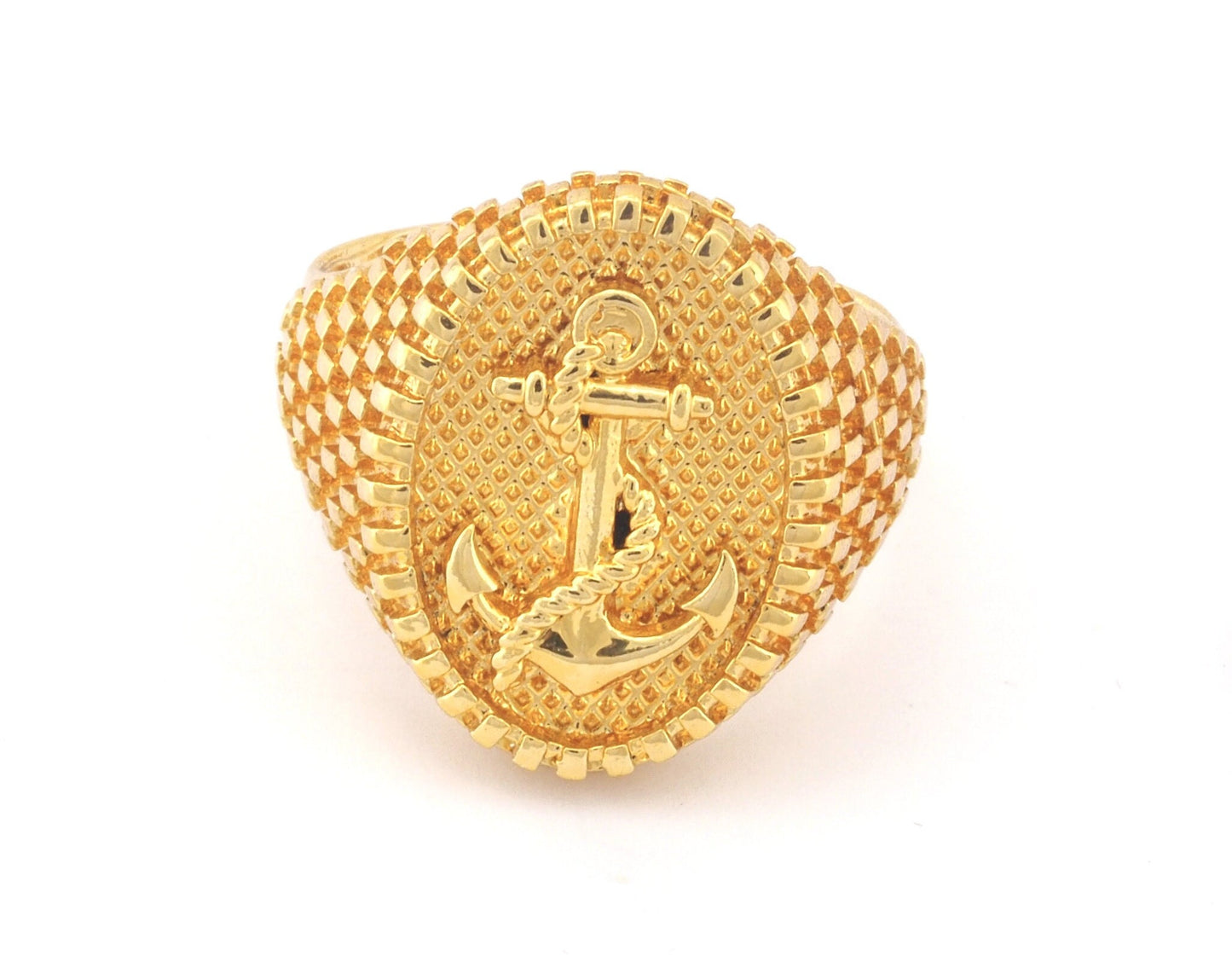 Anchor Nautical Signet Adjustable Ring Raw Brass - Antique silver - Shiny silver - Shiny gold Plated (9US - 12US inner size) 4735