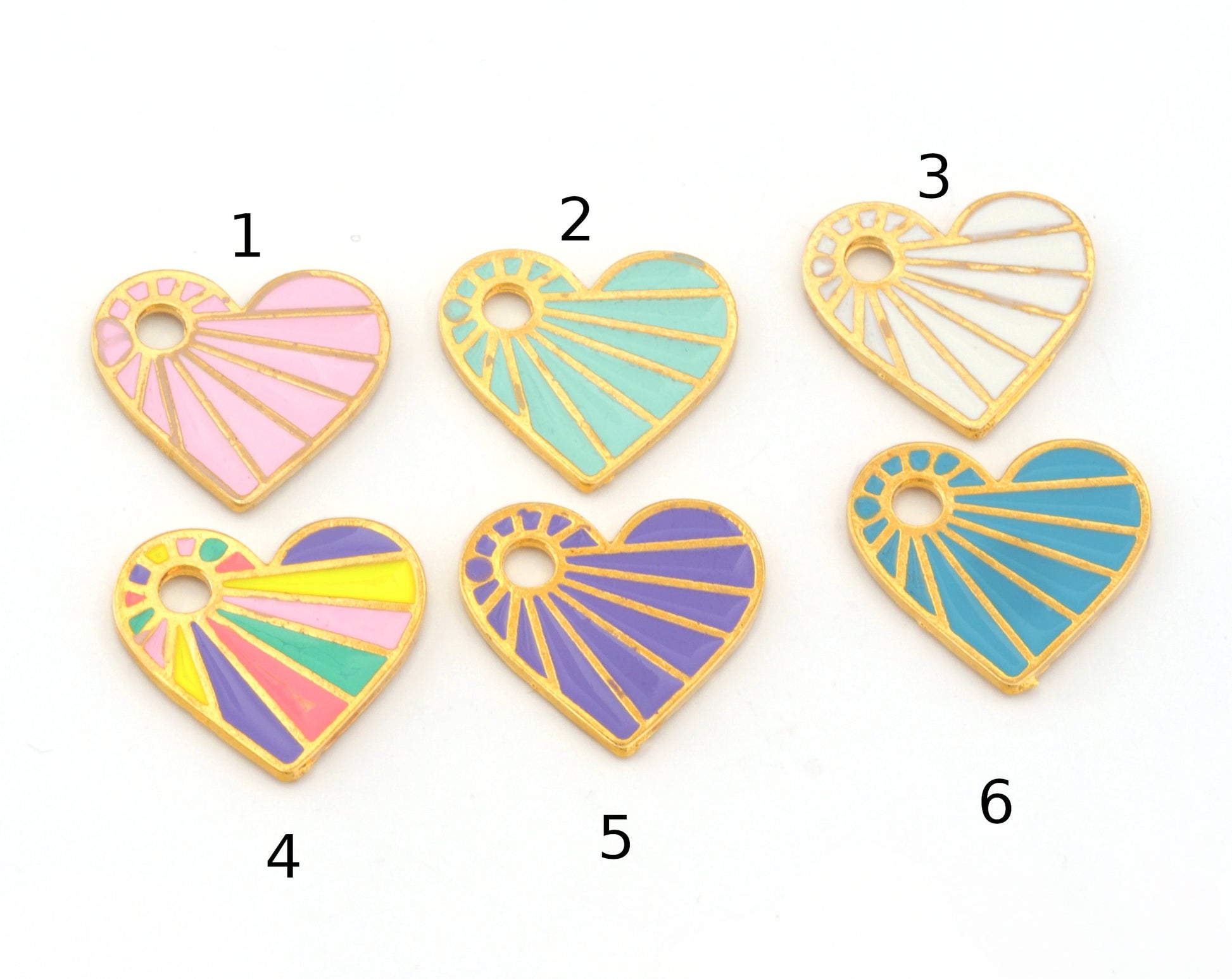 Heart Enamel Colorful Charms Pendant Gold Plated Charms 25x23mm 4811