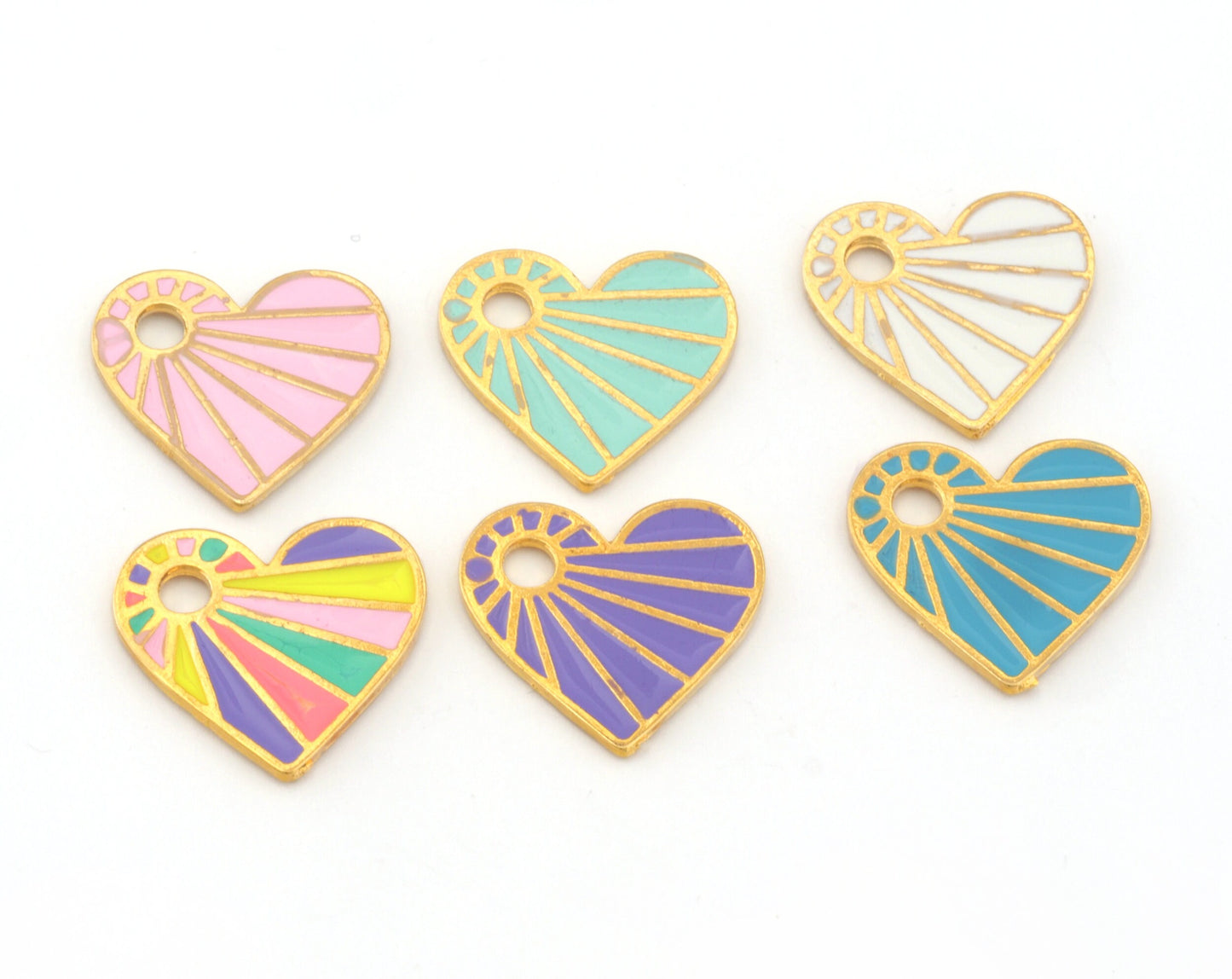 Heart Enamel Colorful Charms Pendant Gold Plated Charms 25x23mm 4811