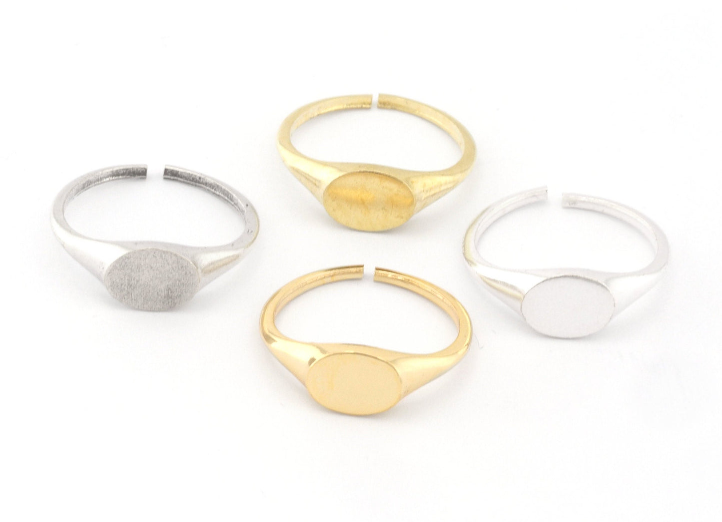 Oval Minimalist Ring Adjustable ring brass with 10x7.5mm Blank base setting Raw Brass - Antique silver - Shiny silver - Shiny gold 2894