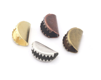 Ribbon Crimps brass semi circle ribbon crimp ends, no loop findings (15x10mm) 4813