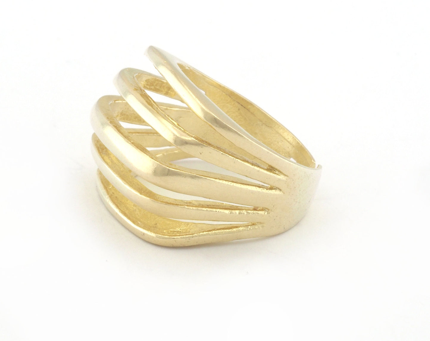 Stripes Statement Ring Adjustable Raw Brass - Antique silver - Shiny silver - Shiny gold plated 4609