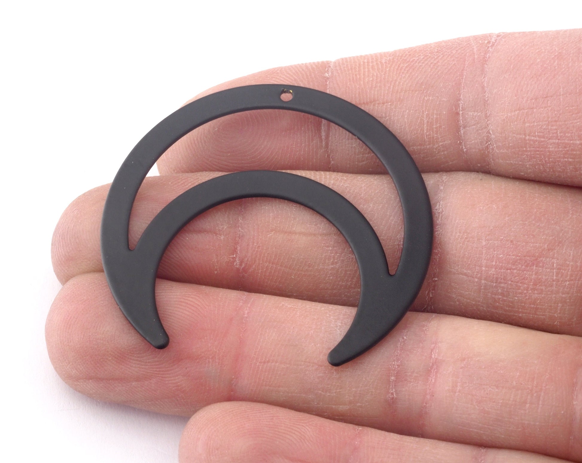 Crescent Moon Charms Black Painted Brass 42x39mm 0.8mm thickness Findings 3774BL