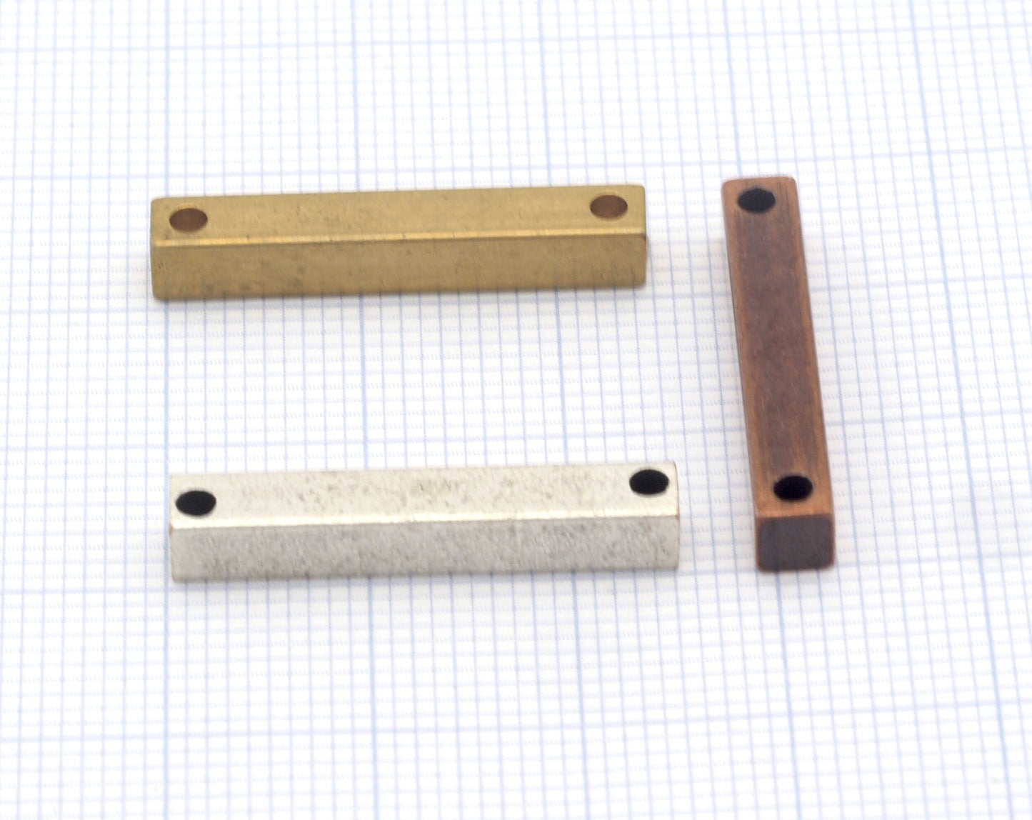 Raw brass - Antique Silver - Antique Copper bar connector 4x25mm 0,16"x1" square stamping bar, square rod sbl425-1098W