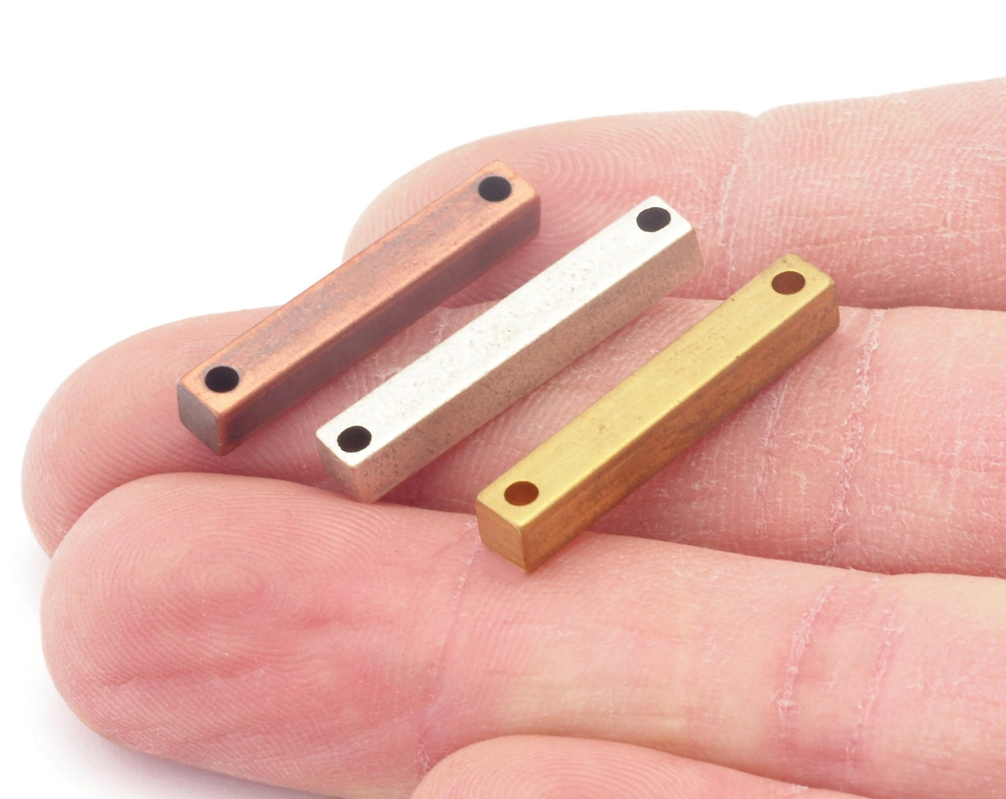 Raw brass - Antique Silver - Antique Copper bar connector 4x25mm 0,16"x1" square stamping bar, square rod sbl425-1098W