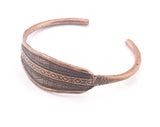 Ethnic Textured Bracelet Antique Copper Plated Brass (64mm inner size - Adjustable ) OZ3154