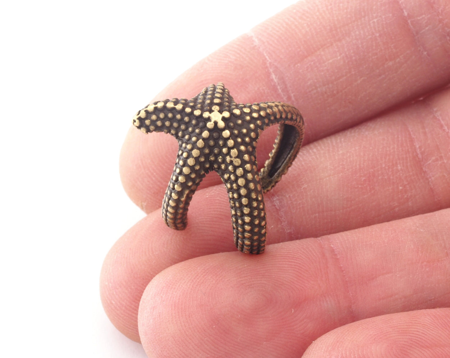 Starfish Adjustable Ring Antique Bronze Plated brass (18mm 8US inner size) OZ3065